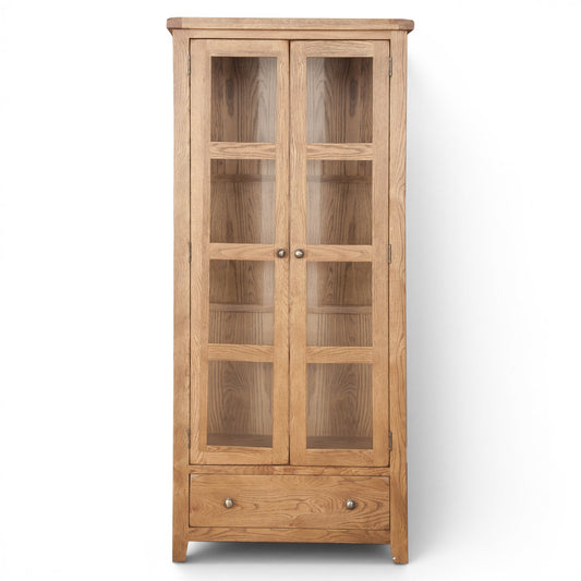 Marlowe Country Oak Glazed Display Cabinet