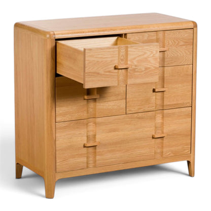 Maddison Oak 5 Drawer Wide Chest