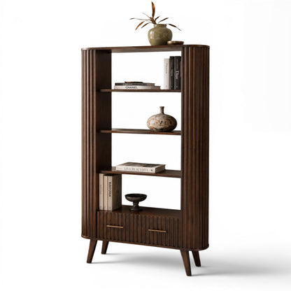 Mason Slatted Dark Mango Wood Bookcase