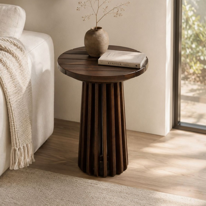 Mason Slatted Dark Mango Wood Side Table