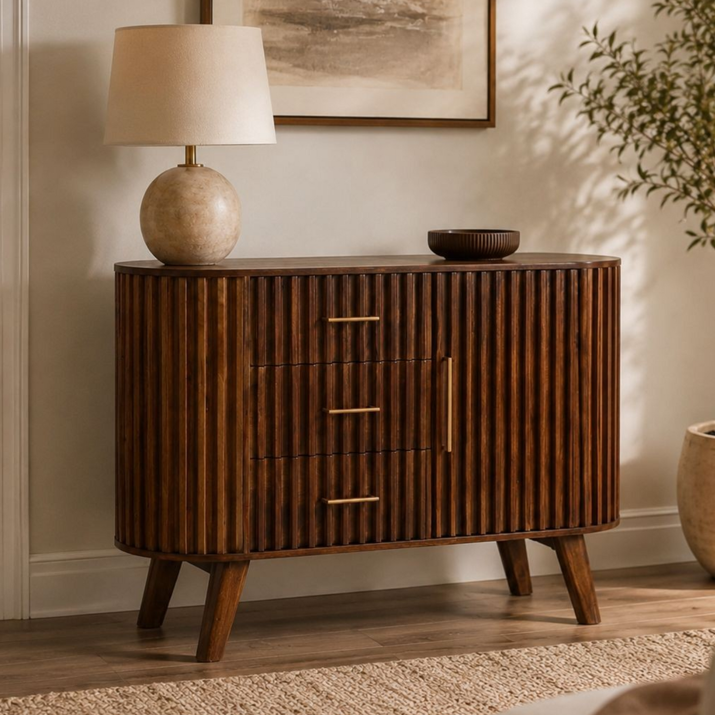 Mason Slatted Dark Mango Wood Small Sideboard