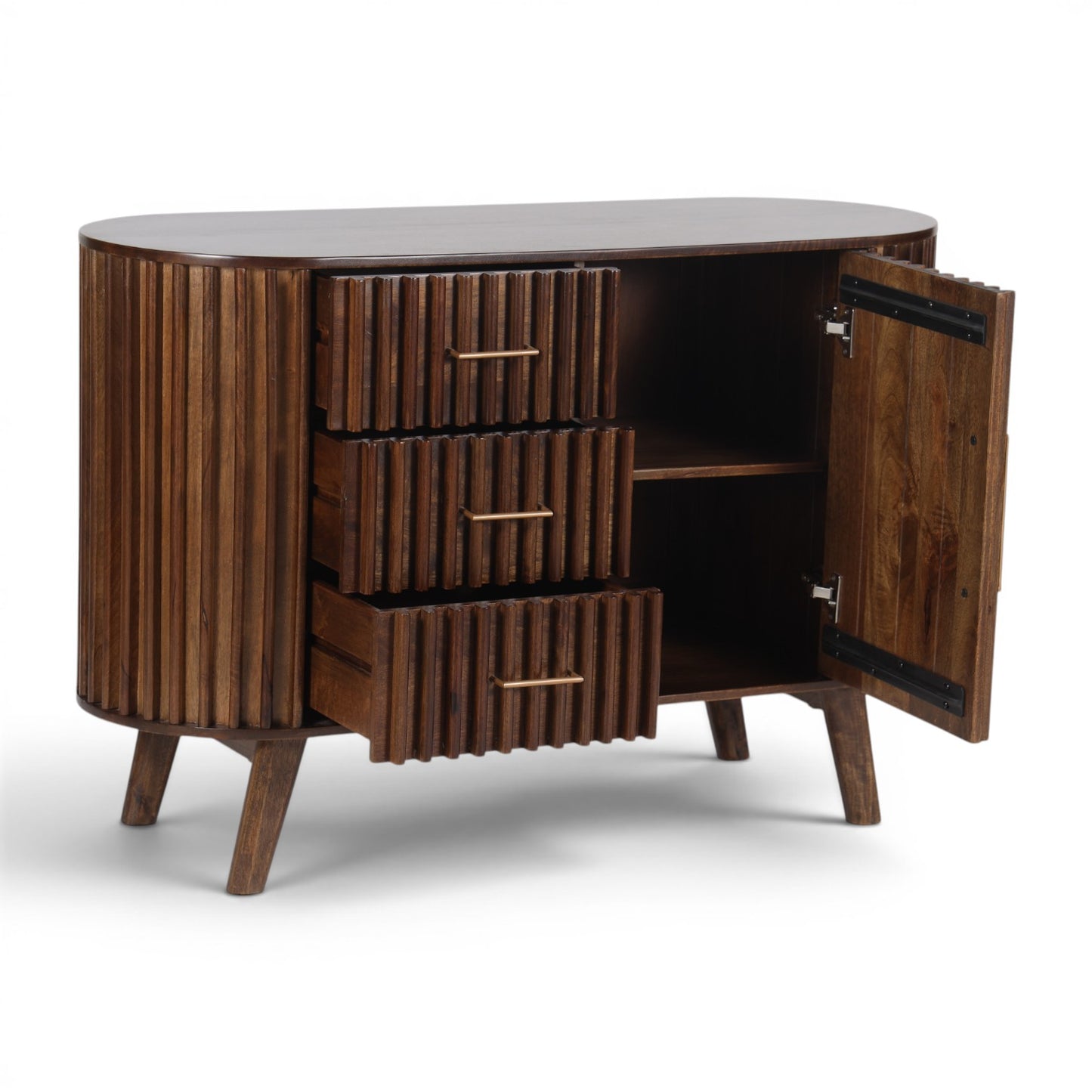 Mason Slatted Dark Mango Wood Small Sideboard