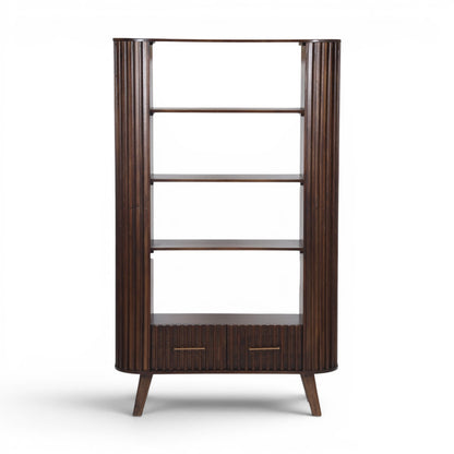 Mason Slatted Dark Mango Wood Bookcase