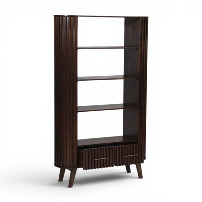 Mason Slatted Dark Mango Wood Bookcase