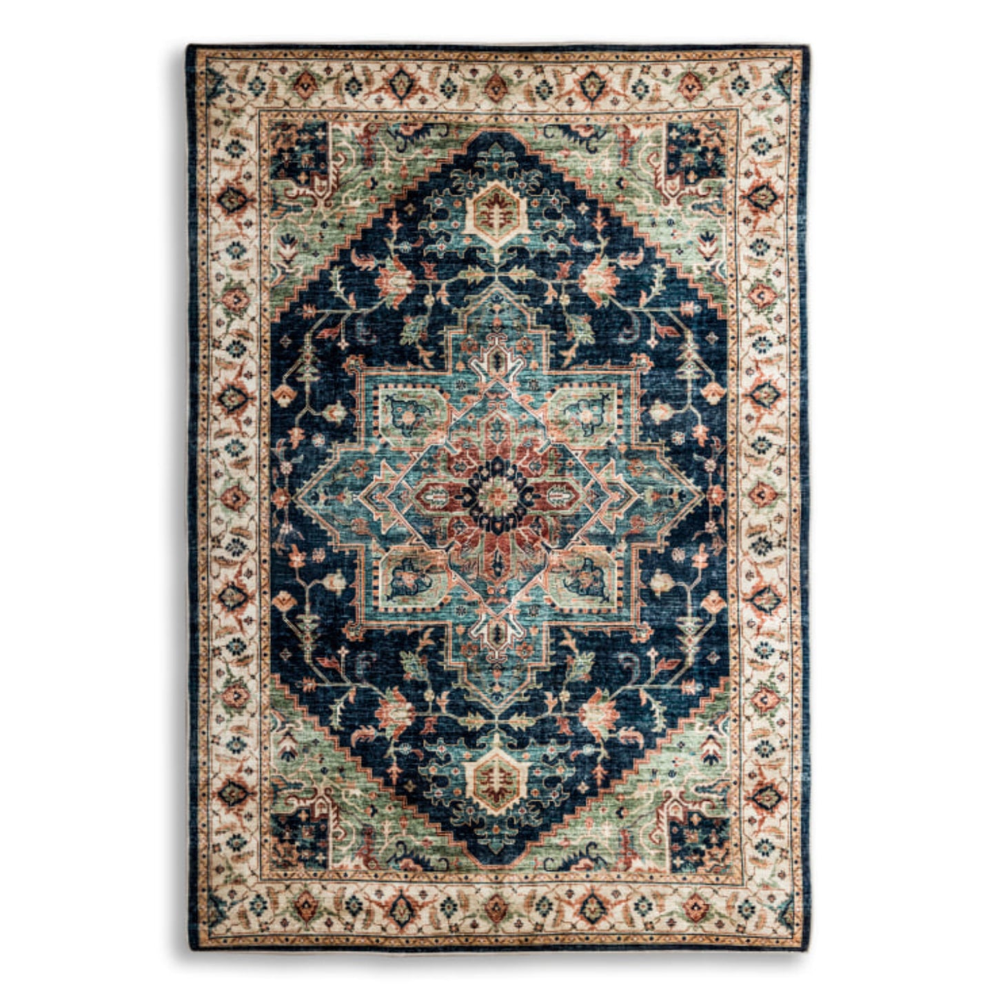 Persian Style Navy & Teal Medallion Rug