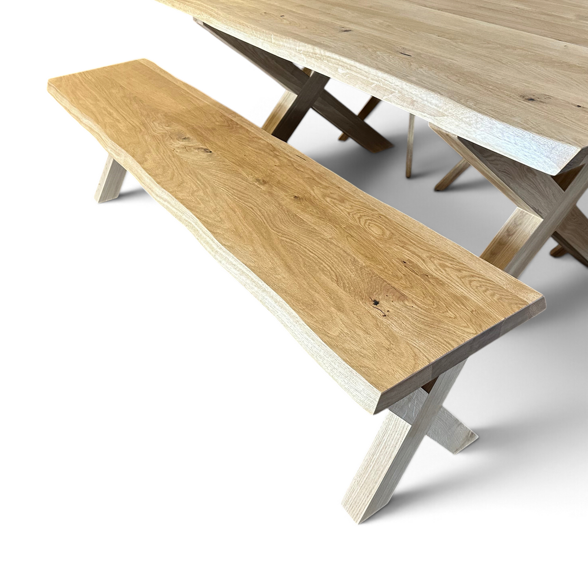Oak Natural Edge Dining Bench