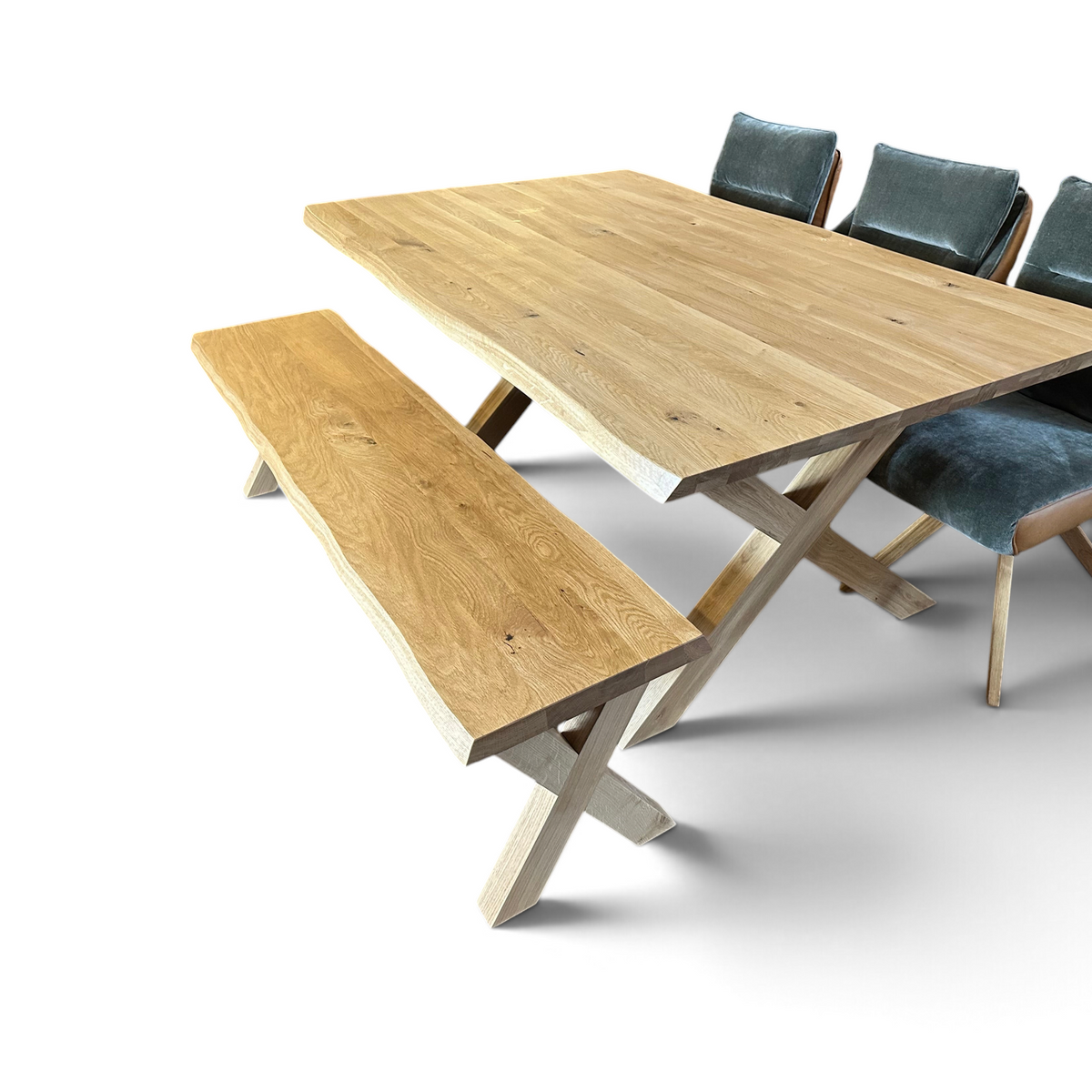 Oak Natural Edge Dining Bench