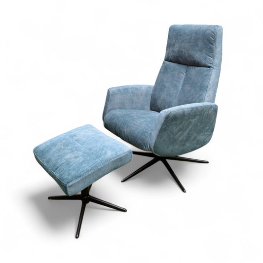Ocean Blue Hygge Reclining Chair & Stool - Pieces For Places