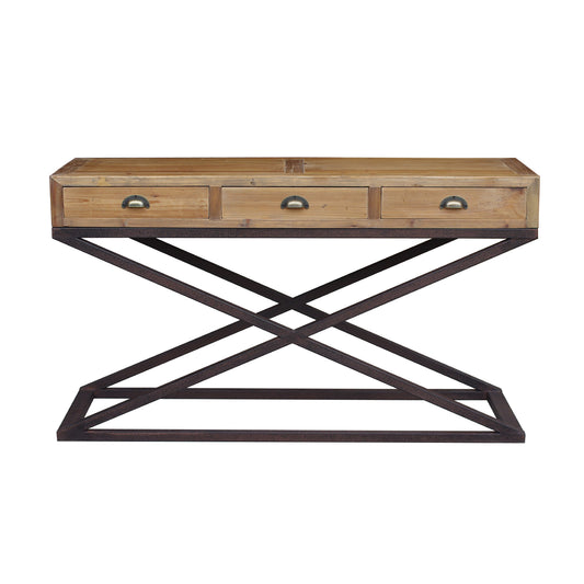 Oyster Pine 3 Drawer X Base Console Table - Pieces For Places