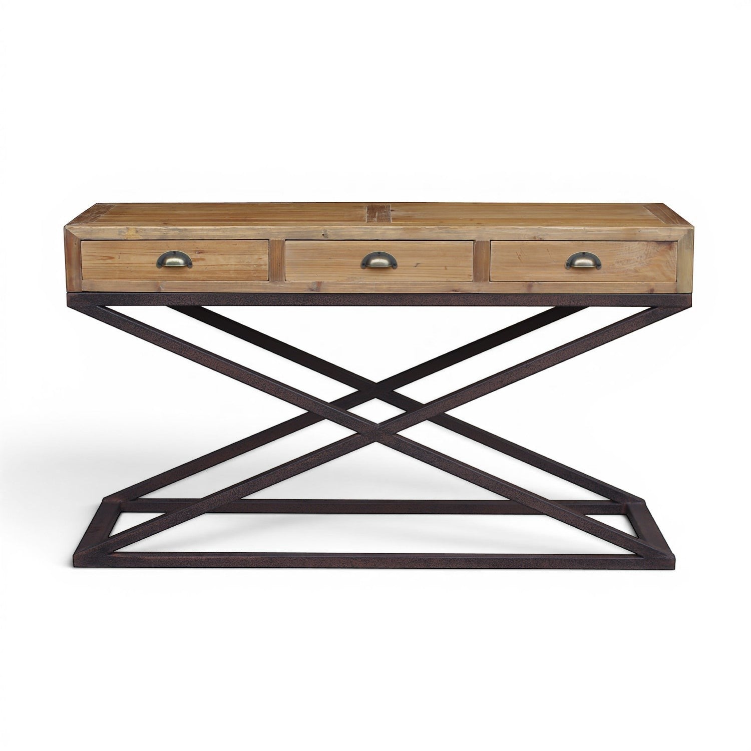 Oyster Pine 3 Drawer X Base Console Table - Pieces For Places