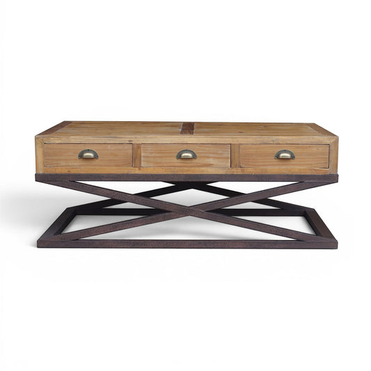 Oyster Pine 6 Drawer X Base Coffee Table - Pieces For Places