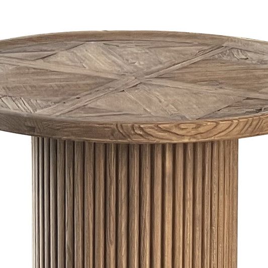 Oyster Elm Parquet Reed Effect Round Coffee Table - Pieces For Places