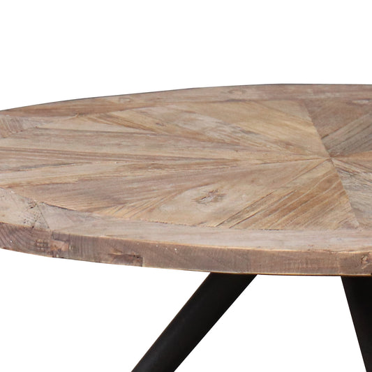 Oyster Elm Parquet Round Coffee Table - Pieces For Places