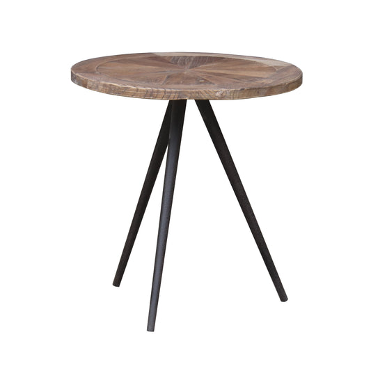 Oyster Elm Parquet Round Side Table - Pieces For Places