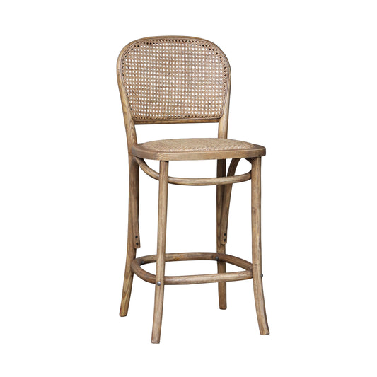 Oyster Oak Woven Curved Back Barstool - Pieces For Places