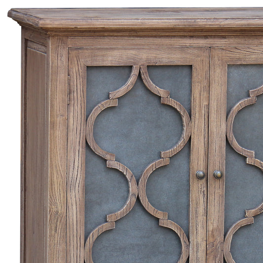 Oyster Old Elm 2 Door Cabinet With Metal Inlay Doors - Pieces For Places