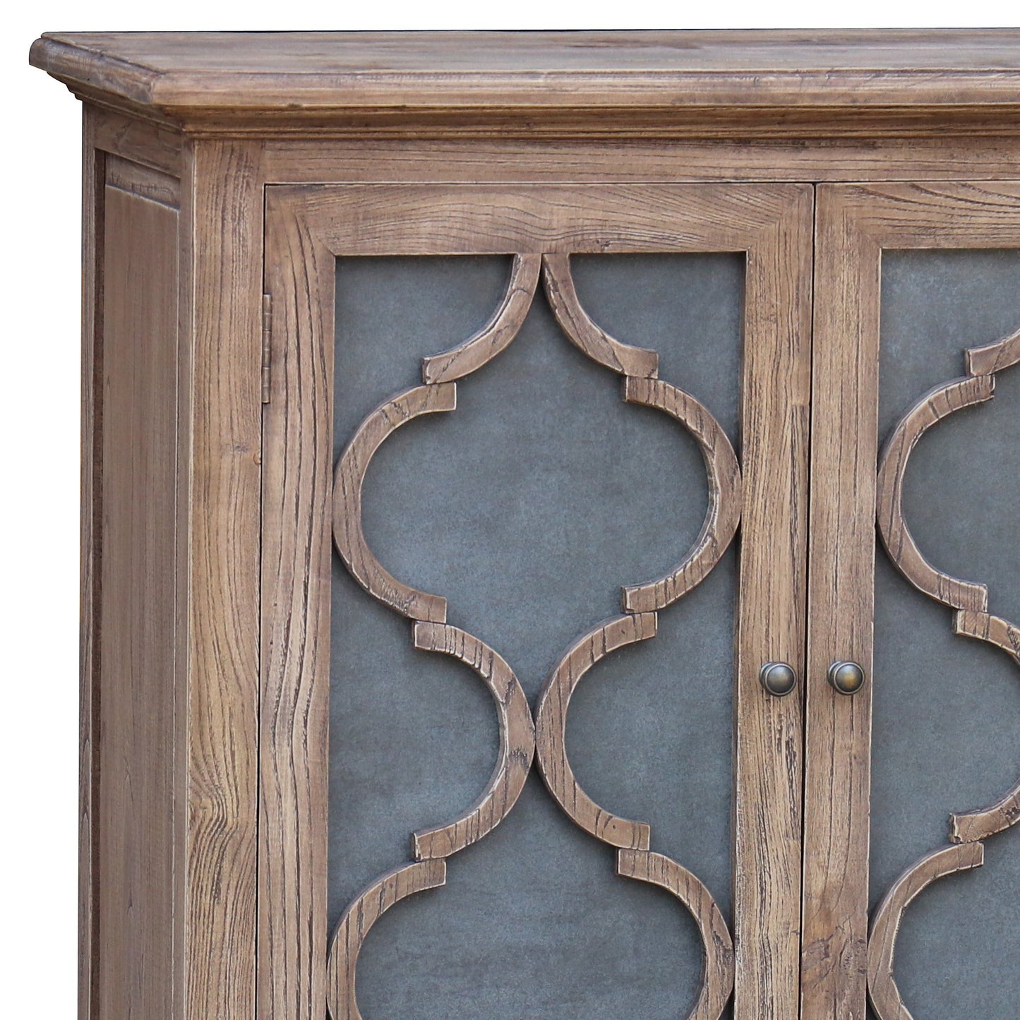 Oyster Old Elm 2 Door Cabinet With Metal Inlay Doors - Pieces For Places