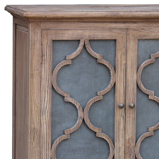 Oyster Old Elm 2 Door Cabinet With Metal Inlay Doors - Pieces For Places