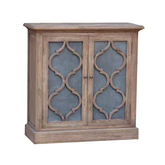 Oyster Old Elm 2 Door Cabinet With Metal Inlay Doors - Pieces For Places