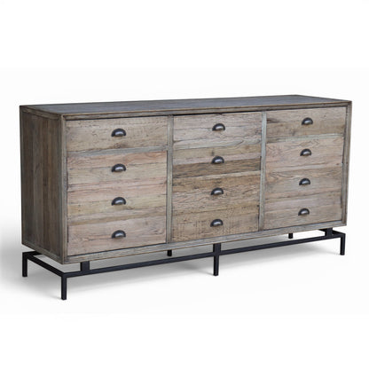 Oyster Reclaimed Elm 3 Door 3 Drawer Sideboard - Pieces For Places