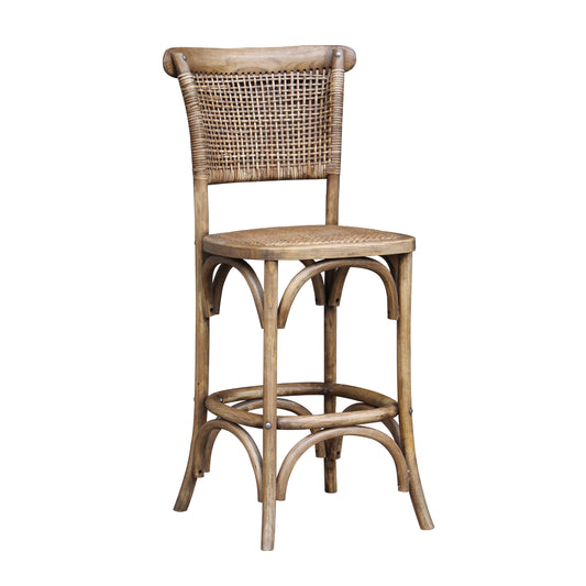 Oyster Oak Woven Back Barstool - Pieces For Places