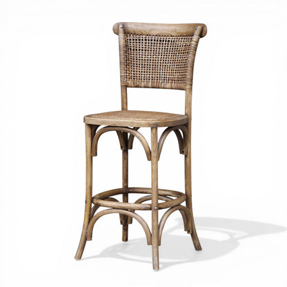 Oyster Oak Woven Back Barstool