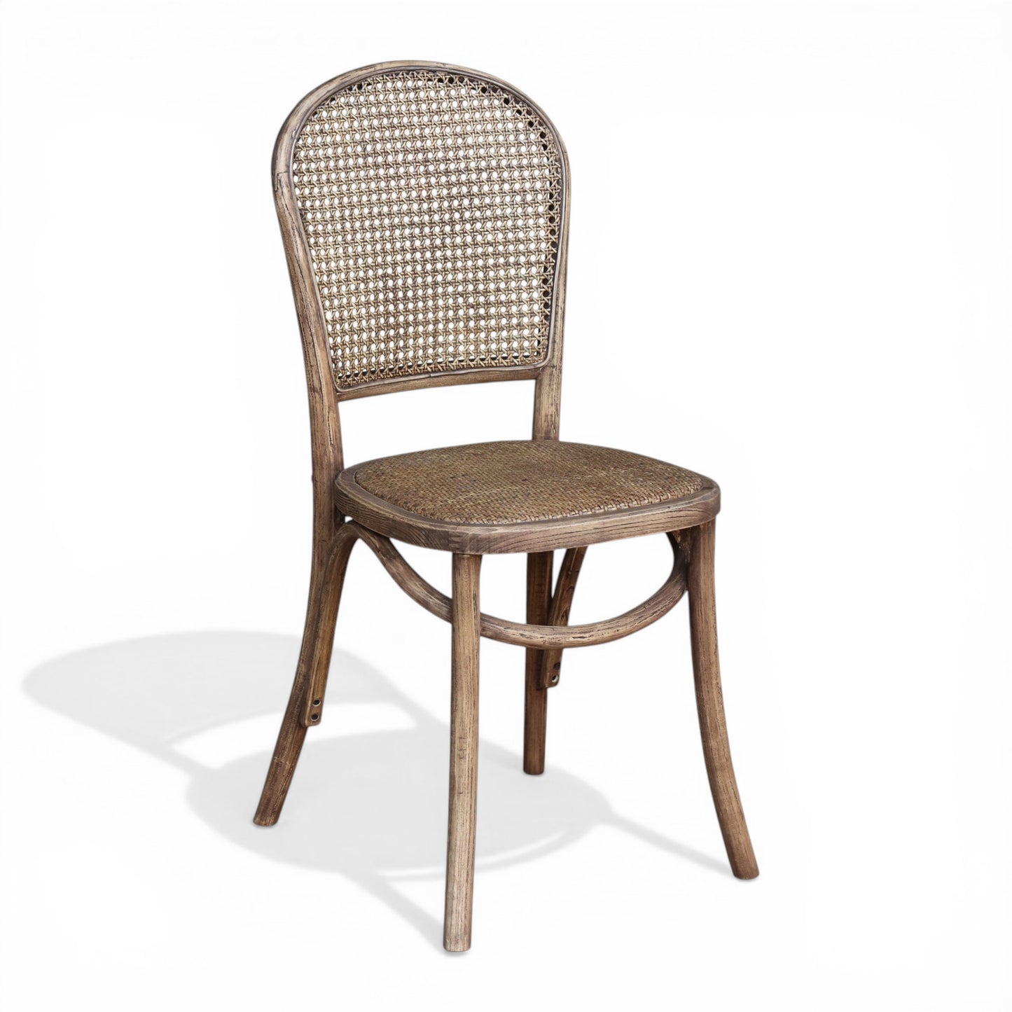 Oyster Oak Woven Back Rounded Dining Chair