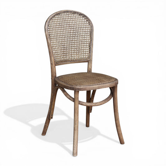 Oyster Oak Woven Back Rounded Dining Chair