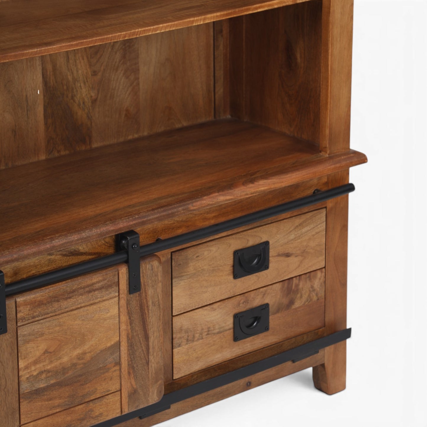 Industrial Solid Mango Wood Bookcase
