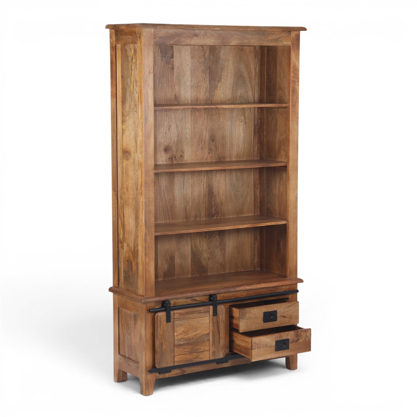 Industrial Solid Mango Wood Bookcase