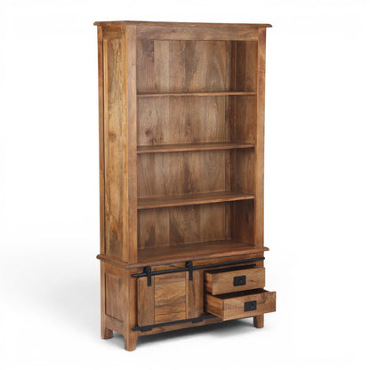 Industrial Solid Mango Wood Bookcase