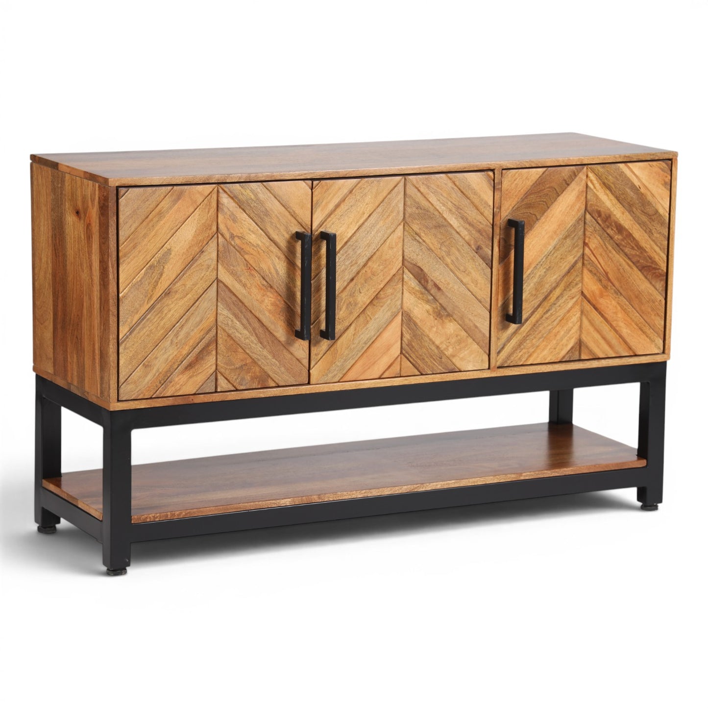 Parquet Solid Mango Wood Low Console Table
