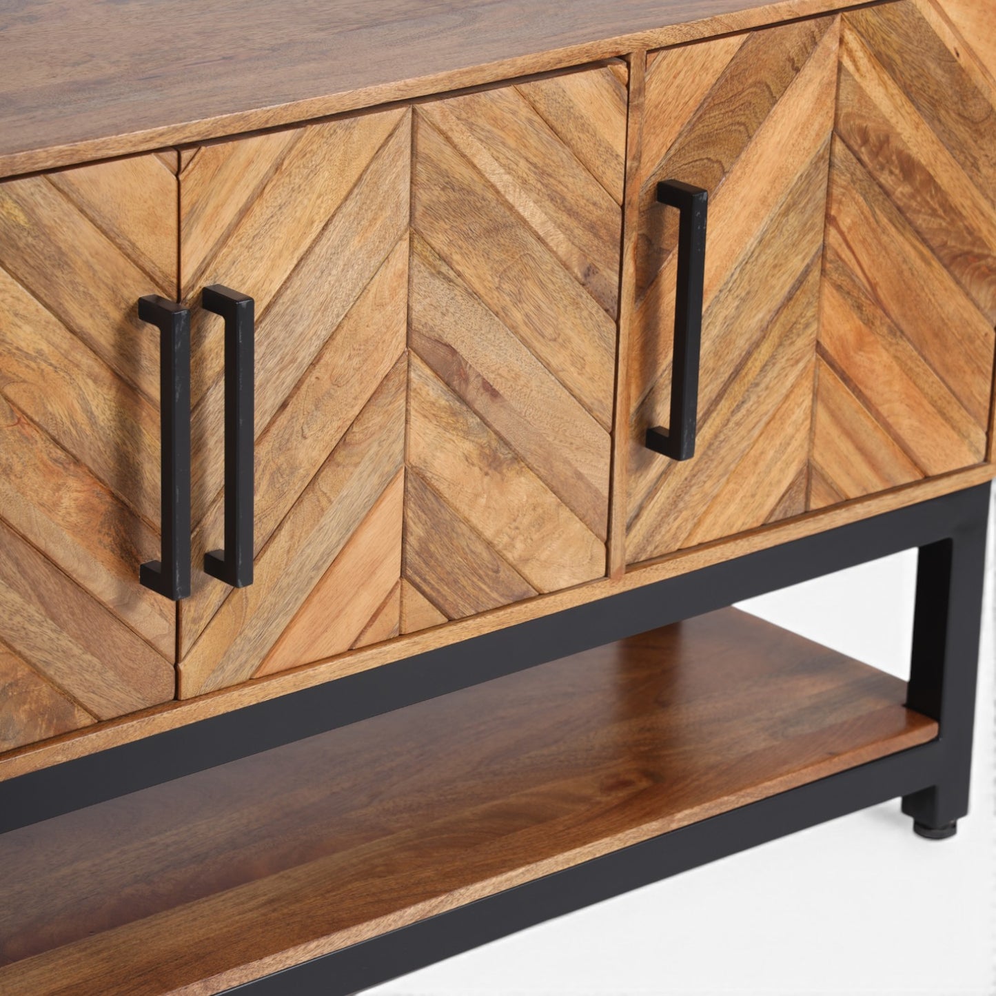 Parquet Solid Mango Wood Low Console Table