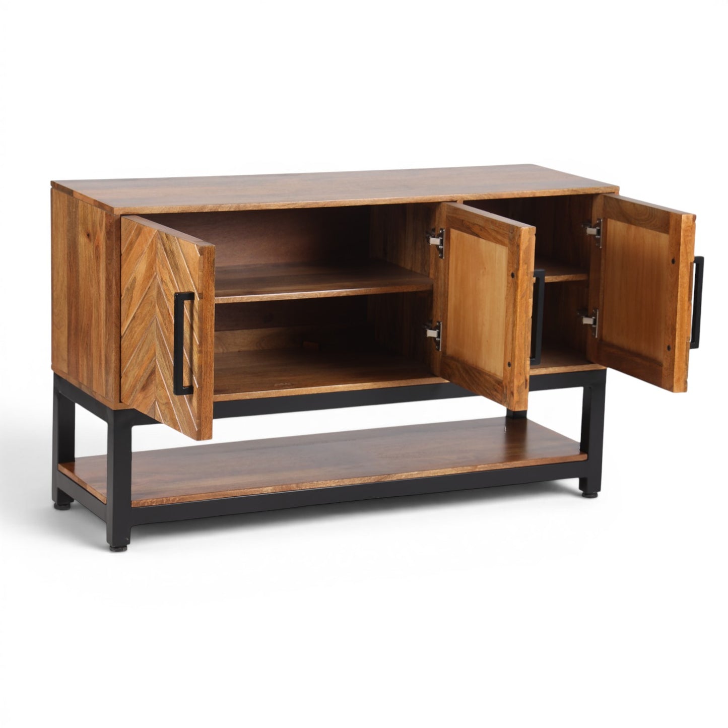 Parquet Solid Mango Wood Low Console Table
