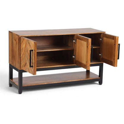 Parquet Solid Mango Wood Low Console Table