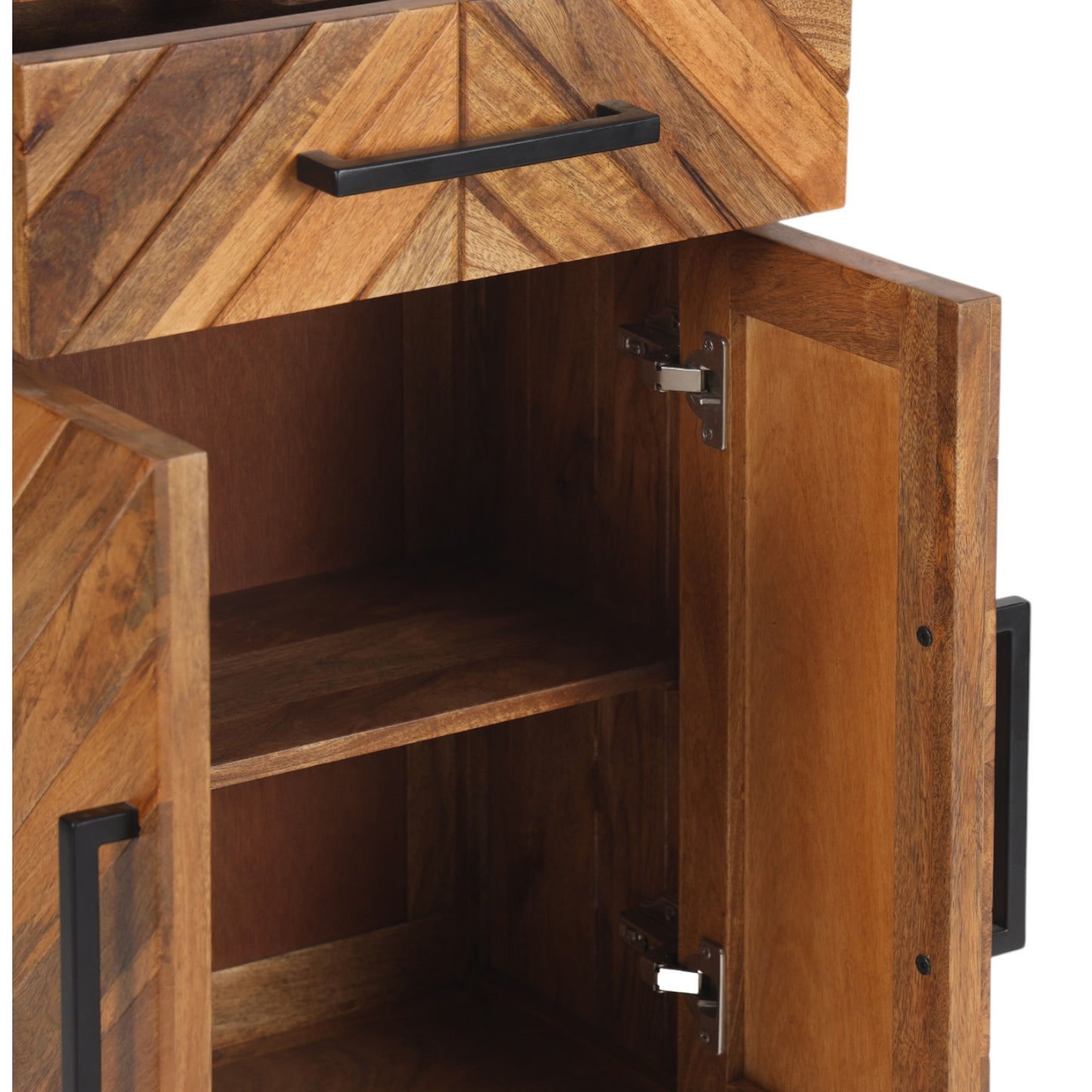 Parquet Solid Mango Wood Tall Slim Sideboard