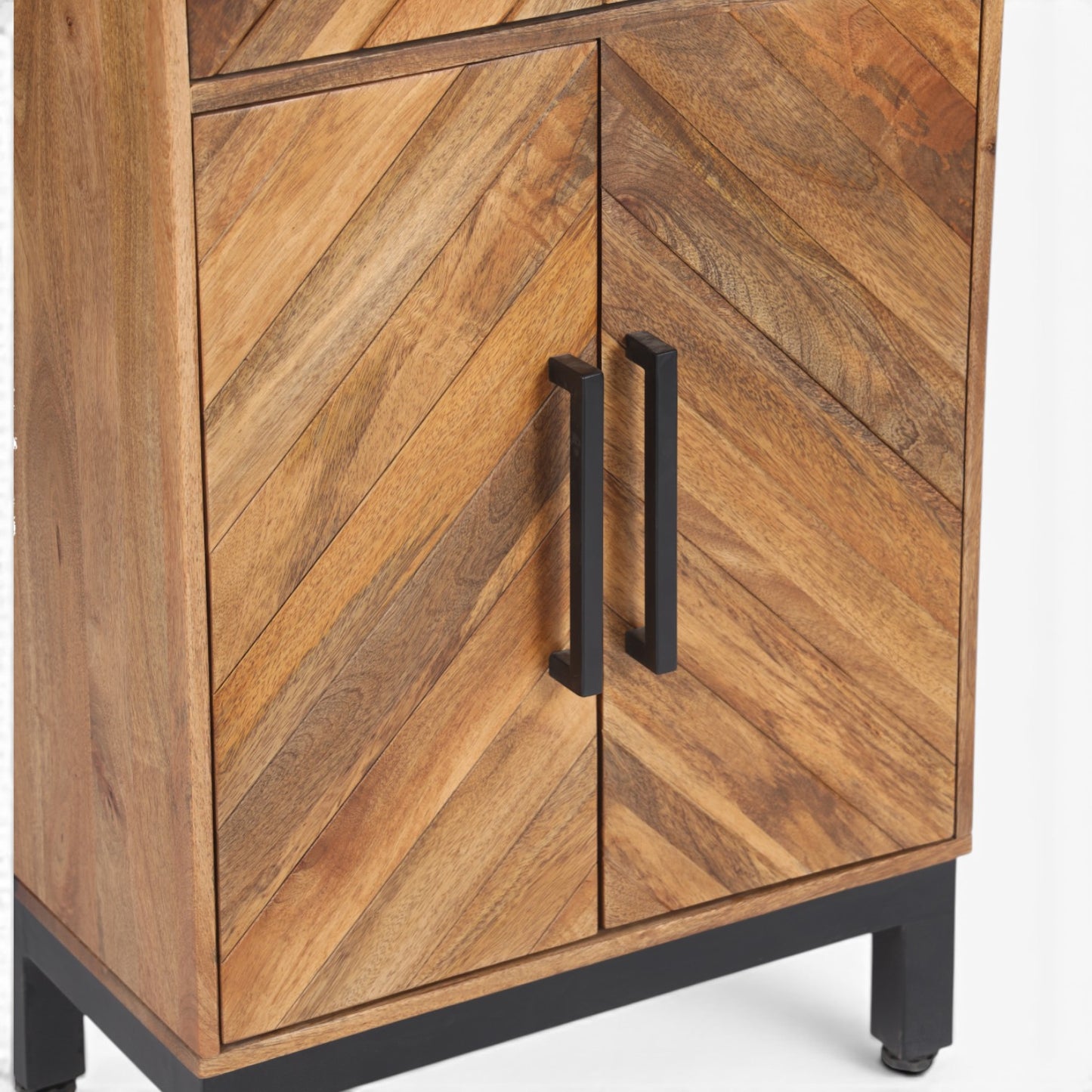 Parquet Solid Mango Wood Tall Slim Sideboard