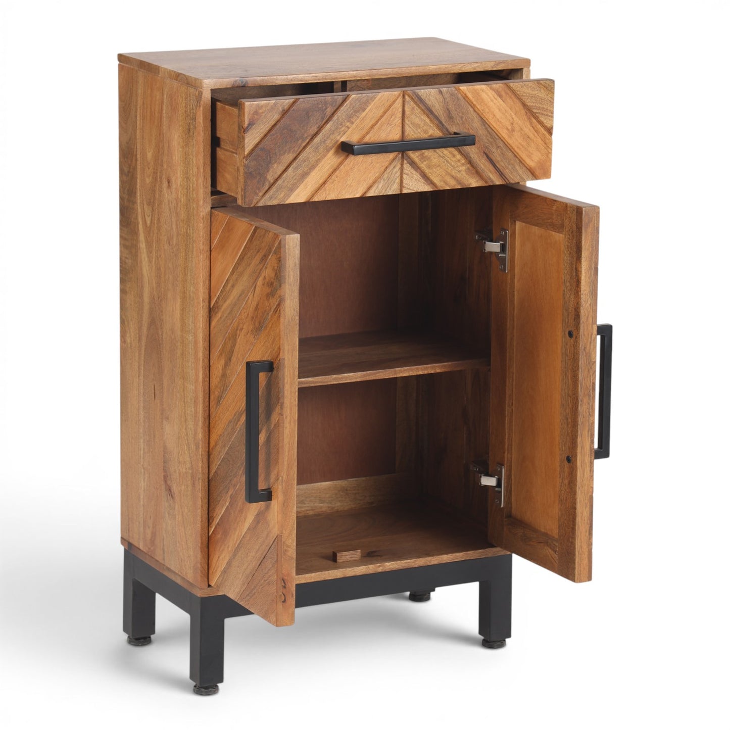 Parquet Solid Mango Wood Tall Slim Sideboard