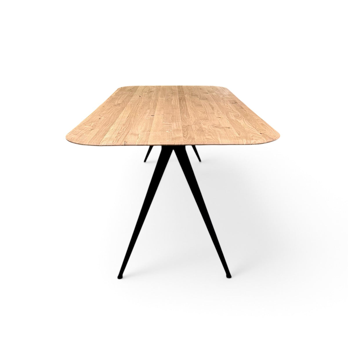 Pebble Oiled Oak Trapeze Leg Dining Table