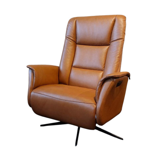 Rupert Electric Recliner Chair in Cognac Leather - Pieces For Places