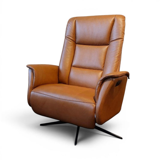 Rupert Electric Recliner Chair in Cognac Leather - Pieces For Places