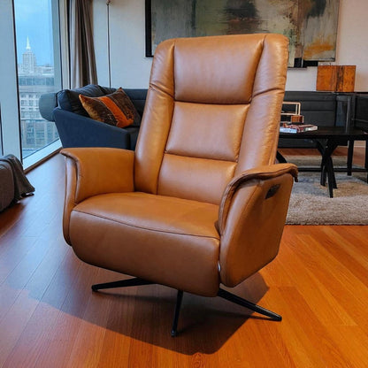 Rupert Electric Recliner Chair in Cognac Leather - Pieces For Places