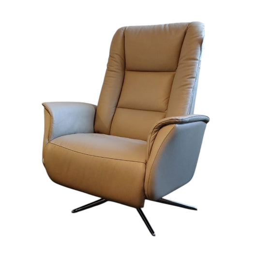 Rupert Electric Recliner Chair in Khaki Leather - Pieces For Places