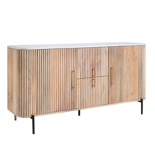 Reed Mango Wood & Marble Wide Sideboard