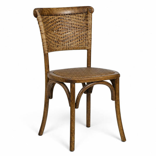 Dark Elm Rattan Back Dining Chair