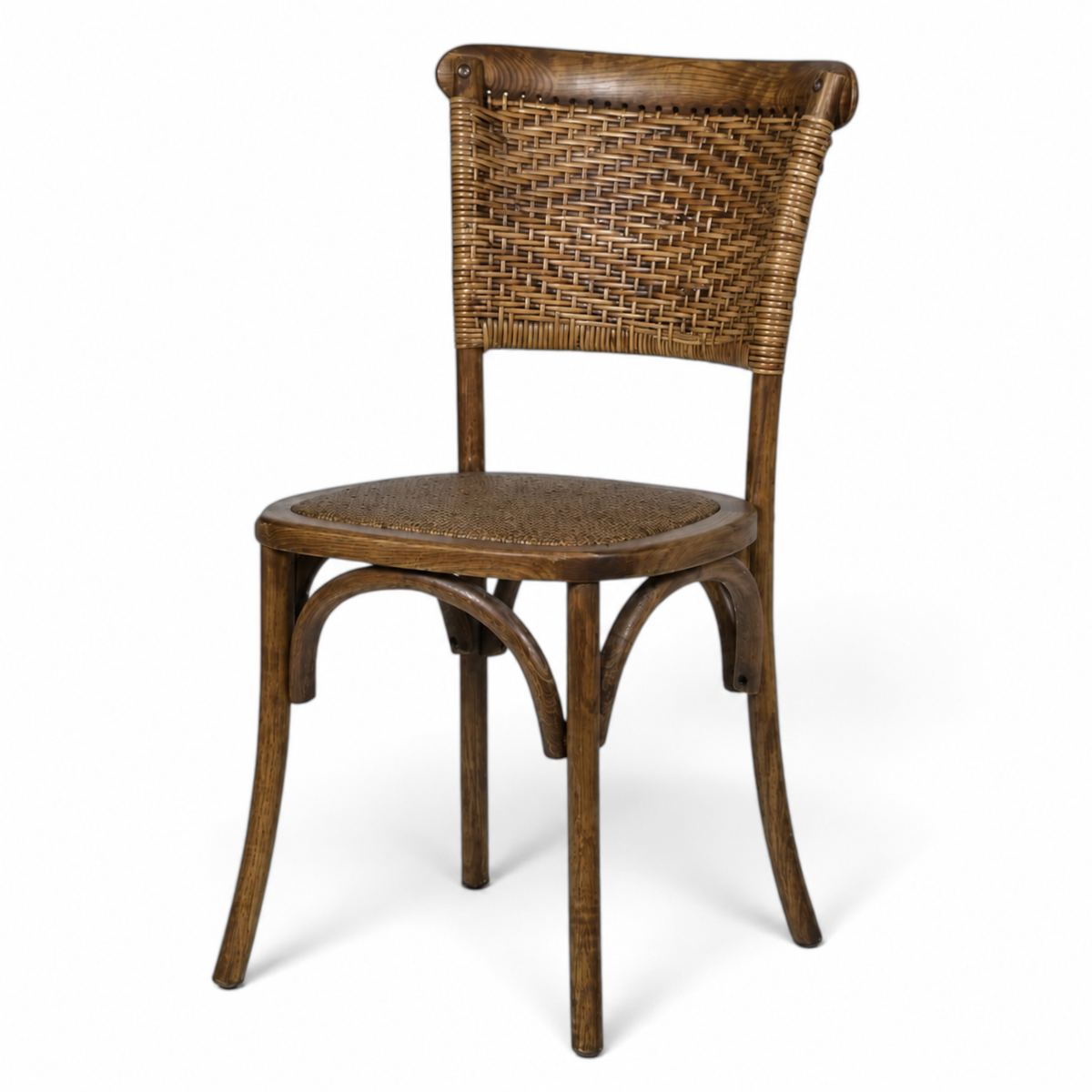 Dark Elm Rattan Back Dining Chair