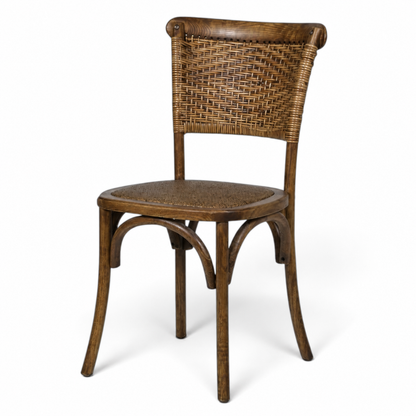 Dark Elm Rattan Back Dining Chair
