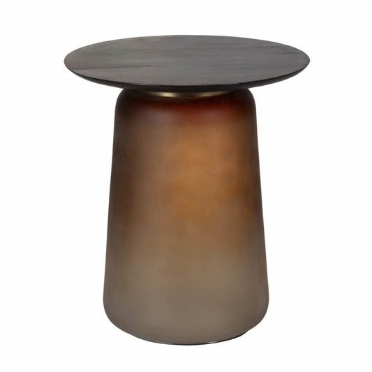 Thorpe Glass & Mango Wood Lamp Table