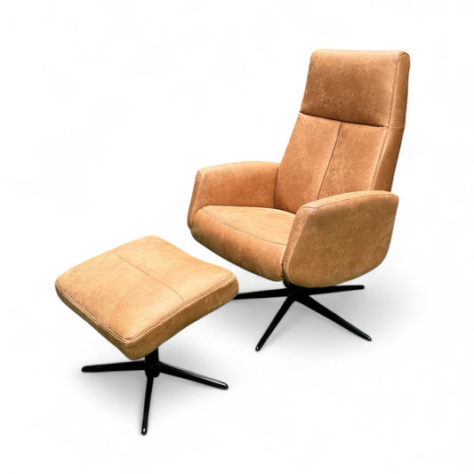 Tan Hygge Reclining Chair & Stool - Pieces For Places