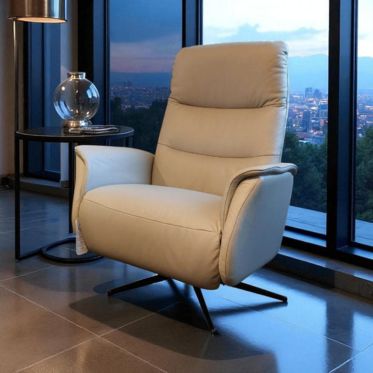 Tate Electric Recliner Chair in Silver Grey Leather - Pieces For Places